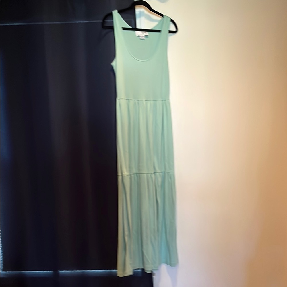 Joan Vass Light Green Sleeveless Maxi Dress